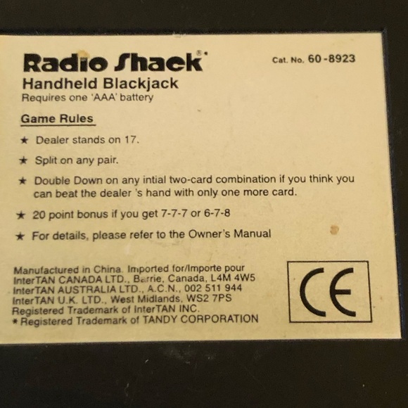 Radio Shack Black Jack 21 Casino Vintage Electronic Handheld LCD Video game - Picture 4 of 8